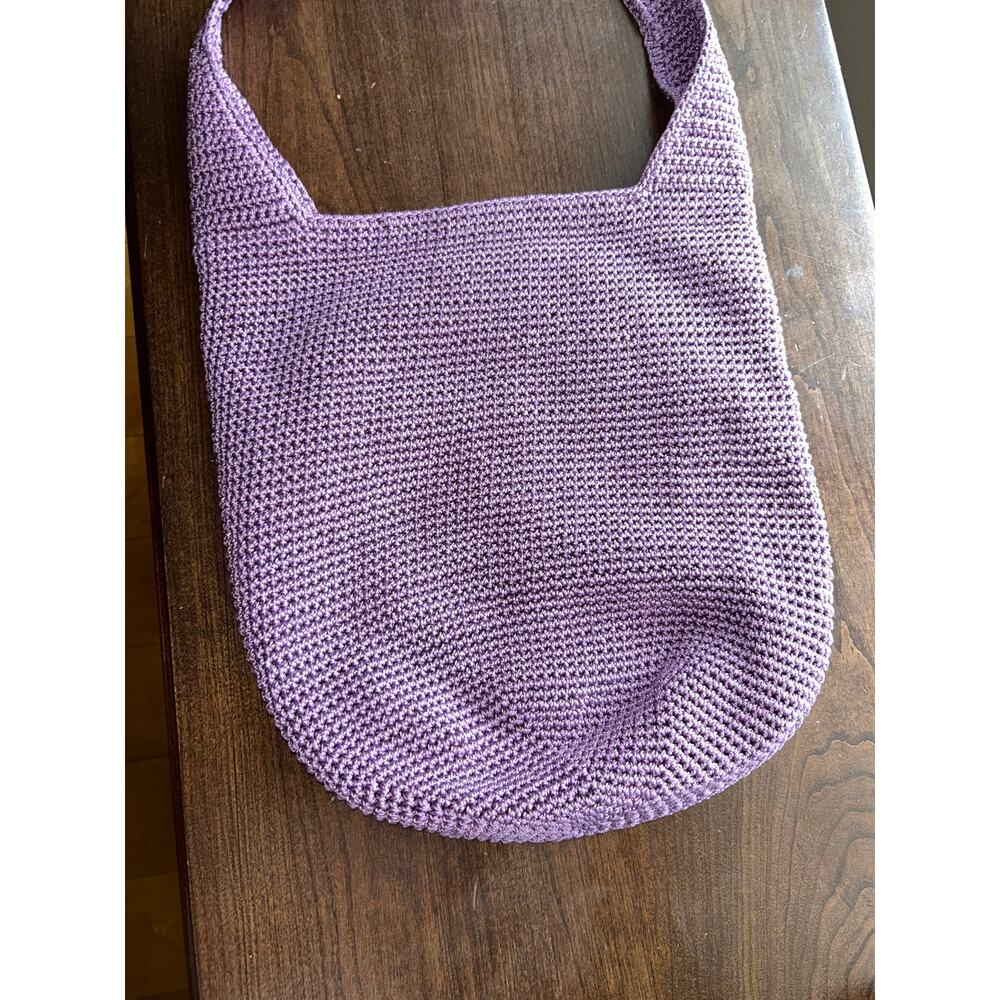 The Sak lavender crocheted shoulder bag unstructured hobo purse - Picture 2 of 11